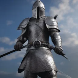  A warrior in silver armor,great sword,strong build, RTX, TXXA, SSAO, High quality,hyperrealistic, cinematic, Super detailed, Anti-Aliasing,Full color, HDR,4k, 8k