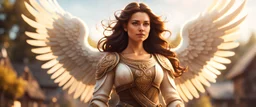 angel dove brunette companion, finely inked, in rustic colors, 4k in the style of Peter Mohrbacher source vibrations, bokeh like f/0.8, tilt-shift lens 8k, high detail, smooth render, down-light, unreal engine, prize winning