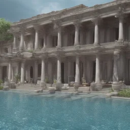 Infinite pool with pillars