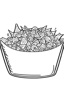 DRAW FOR COLORING OF NACHOS, CARTOON STYLE, LOW DETAILS, THICK LINES, NO SHADING, NO COLOR