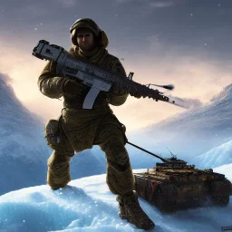 8k Quality, Tactical Marine Scaling an Icy Mountain