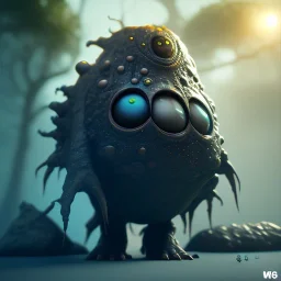 Cute fluid ink creature, big black eyes, unreal engine 5, 8k resolution, photorealistic, ultra detailed