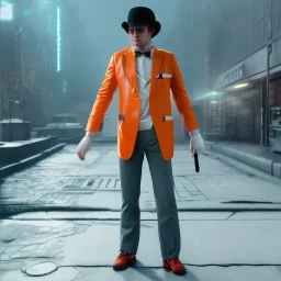 Clockwork orange Alex, real, full body, cyberpunk, dramatic lighting, hyper realistic, 8k