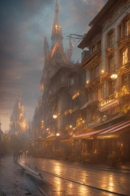 city magic steampunk, daylight, realistic, soft light atmosphere，8k, hdr，light effect，rtx on，-h 768