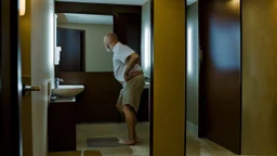 man urinates on the floor in his hotel room