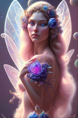 cosmic sexy faery, gardenia flowers, long hair, blue eyes, colorful, cute, intricate, content, elegant, highly detailed, digital painting, artstation, concept art, smooth, sharp focus, illustration, art by artgerm and greg rutkowski and alphonse mucha