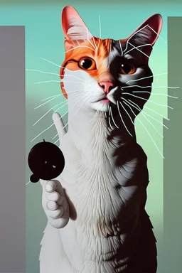 A cat, abstract and surrealism, collage of absurd art