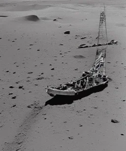 Sunken Viking ship on the lunar surface