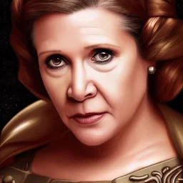 [[extrem stunning photorealistic Carrie Fisher as Princess Leia]] :: [[photorealistic brown eyes, short hair, head and shoulders portrait, 8k resolution photorealistic portrait by Greg Rutkowski, Artgerm, WLOP, Alphonse Mucha, dynamic lighting, hyperdetailed, intricately detailed, triadic colors]]