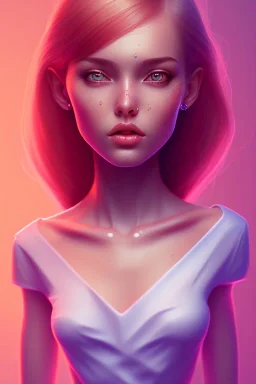 isometric clean art of super cute girl, soft lighting, high definition, small head, mixed media by Ilona sopuch