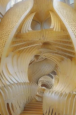 inside a building in a vertical Nautilus shell by artist "Dorian Haqmoun"