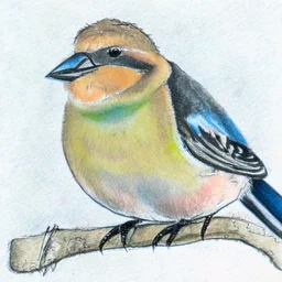 Portrait of a chaffinch with art markers