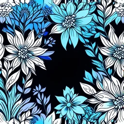 wallpaper with illustration flower blue aesthetic with background watercolor cyan