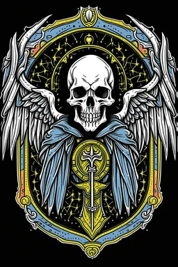 A coat of arms featuring the angel of death, science fiction