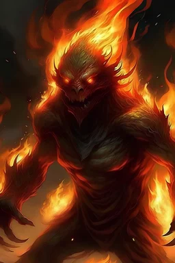 Fantasy art, aspect of Flame, Avatar of the Fire Element, monster, mythical