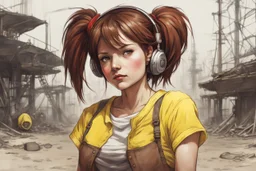 Sarah seemed to be a very strange girl, it would seem that there was something unusual in her short brown hair tied in two tails. But these ridiculous clothes could make anyone laugh, brown jeans combined with a yellow T-shirt and a white tank top looked vulgar, and red headphones stood out too brightly. And there was a strange metal structure peeking out from behind, resembling a mechanical dragon or a dog, obviously assembled from different parts.