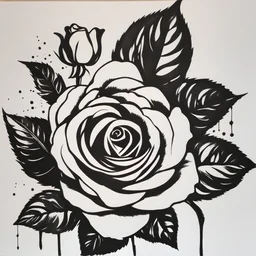 A rose in style ink on wet paper