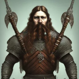 Grizzled Man , With a Trident, Medieval Armor , Beard , REd Hair