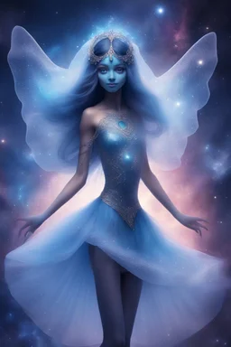 Ragazza cosmica dalla pelle azzurra, con capelli lunghi e occhi molto dolci. E' vestita come una ballerina cosmica, con veli tulle e piccole pietre preziose. Ha ali di velo traslucide e danza sorridente nella galassia luminosa