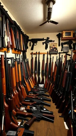 A room full of guns from all kinds