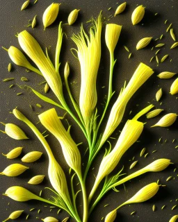 cooked Fennel seeds. Realistic photo. HD. Glowing. 3d style