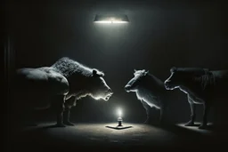 reunion de 3 grandes seres en una sala obscura