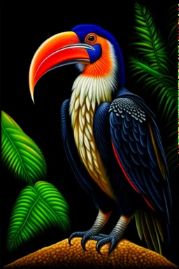 hornbill bird full body, digital art, photo, illustration, digital painting,oil painting, smooth, sharp focus, highly detailed, real bird, Bucerotidae