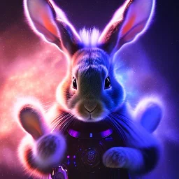 galaxies, spirals, space, nebulae, stars, smoke, iridescent, intricate detail, in the shape of a rabbit, fur wearing color diamonds, octane render, 8k, --q 2 --ar 2:3 --uplight