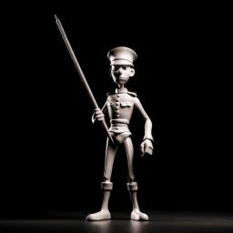 thin stick soldier black and white