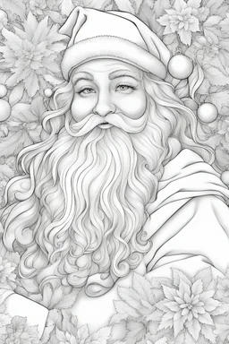 adult coloring pages, christmas santa , black and white, no grey scale , clear lines -- ar 9:11