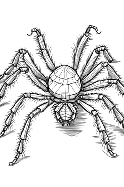 Outline art of tarantula full body ,only use outline, clean line art, white background, no shadows and clear and well outlined.