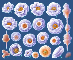 Vector anemone set illustration. Watercolor white backdrop