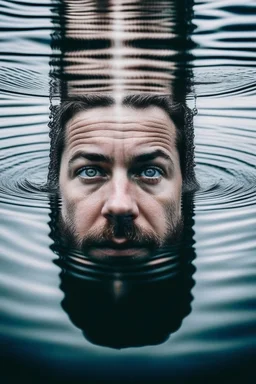 a man see his face on water mirror