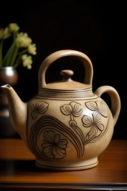 Unglazed high-fired Flower Vessel with the Teapot design Vietnamese patterns