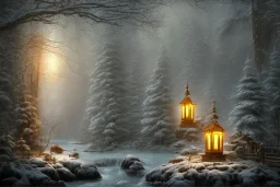 RIVER ROCK FOREST WINTER LANTERN