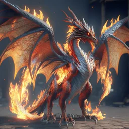 fire dragon, full body, giant wings, unreal engine 5, 8k resolution, photorealistic, ultra detailed