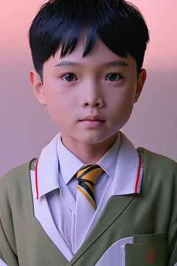 6 year old asian schoolboy in school uniform portrait, epic colour treatment, cinematic colour treatment, meticulously intricate perfectly symmetrical extremely detailed, pixiv daily ranking, pixiv, extreme depth of field, artstation, spectacular details, volumetric lighting, masterpiece, cinematic, Hollywood production, 8k resolution, high definition, max octane render, vivid colors, max resolution, max perfectionism, realistic composition, professional photography