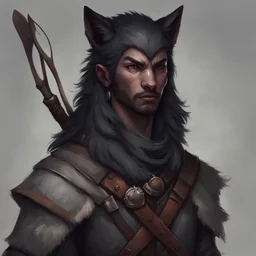 dnd, portrait of blackwolf-human with bow