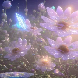 one big crystal subtle flower in a galactic ambiance with a beautiful fairy, transparent petals, delicate colors, in the foreground, full of details, smooth，soft light atmosphere, light effect，vaporwave colorful, concept art, smooth, extremely sharp detail, finely tuned detail, ultra high definition, 8 k, unreal engine 5, ultra sharp focus