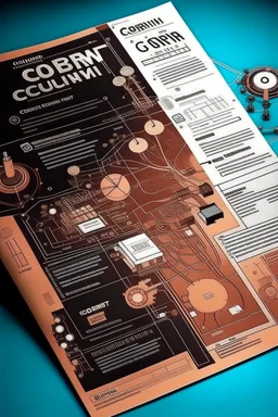 Produce a poster in the field of electricity and electronics for the cover of a magazine in a completely innovative way and inspired by the copper industry.