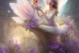 one very little beautiful fairy on a big crystal subtle flower in a galactic ambiance, transparent petals, delicate colors, in the foreground, full of details, smooth, bright sunshine，soft light atmosphere, light effect，vaporwave colorful, concept art, smooth, extremely sharp detail, finely tuned detail, ultra high definition, 8 k, unreal engine 5, ultra sharp focus