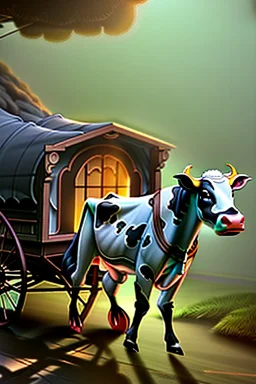 dnd carriage led by cow