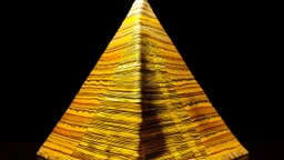 An ivory yellow sunlight pyramid designed in Navajo woven art painted by Claude Monet