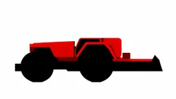 side view of a modern tractor(red) with black wheels, smooth vector clipart