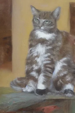 painting of a cat painting a portrait