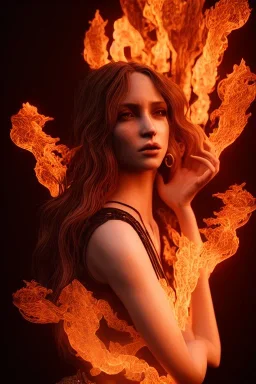 portrait of samantha prince set in fire, cinematic lighting, photorealistic, ornate, intricate, realistic, detailed, volumetric light and shadow, hyper HD, octane render, unreal engine insanely detailed and intricate, hypermaximalist, elegant, ornate, hyper-realistic, super detailed --v 4