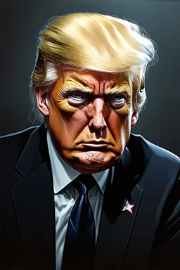 Portrait of Donald trump, realistic cyborg face
