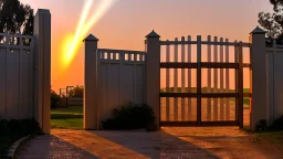 bright light beyond a huge gate