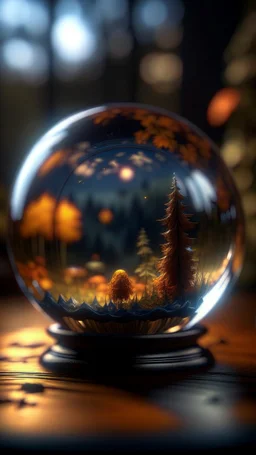 Crystal ball with Halloween landscape inside, shot on Hasselblad h6d-400c, zeiss prime lens, bokeh like f/0.8, tilt-shift lens 8k, high detail, smooth render, down-light, unreal engine, prize winning