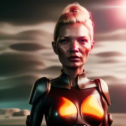 Ultra Realistic retro sci-fi movie war scene, waist up view portrait, blonde woman pointing a gun, sweet Kate moss face, perfect iris, glow eyes, makeup, weapon. Drones background, Retro sci-fi style, helmet, tight latex coat, fog, rain, soft color, highly detailed, unreal engine 5, ray tracing, RTX, lumen lighting, ultra detail, volumetric lighting, 3d, finely drawn, high definition, high resolution.